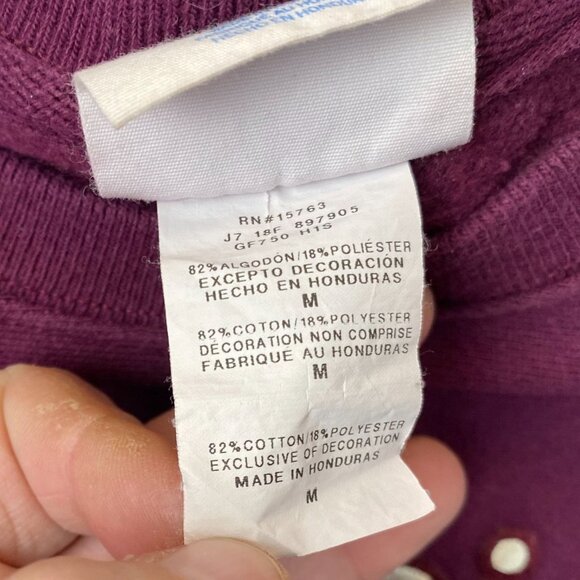 Champion Women's Reverse Weave Sweatshirt Medium Burgundy Vintage Pullover Casua - Picture 6 of 7